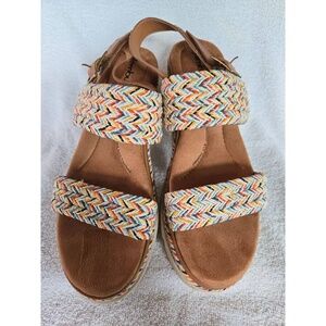 Jambu Destiny Sandals 8.5M Multicolor Wedge Braided Straps Chunky Sole Boho